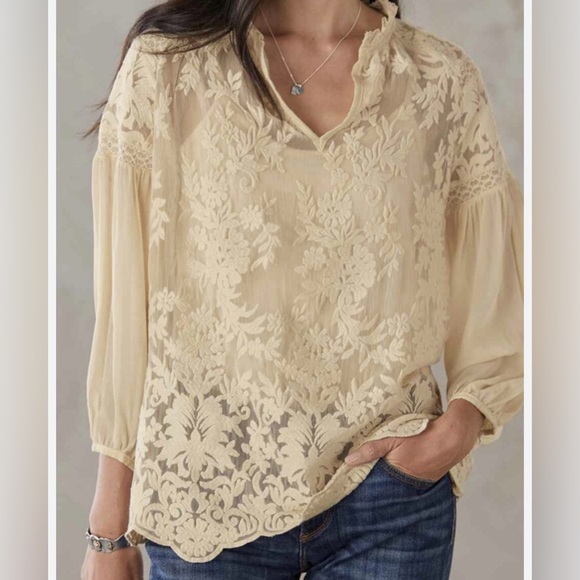 Sundance Ivory Lace blouse s/m - Picture 1 of 7